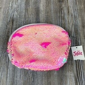 NWT Girls Justice Pink Flip Sequin Cosmetic Bag